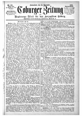 Coburger Zeitung Samstag 13. November 1886