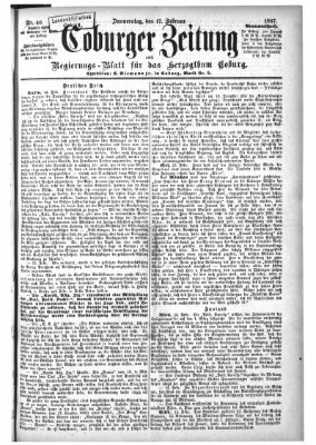 Coburger Zeitung Donnerstag 17. Februar 1887