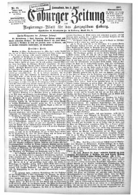 Coburger Zeitung Samstag 2. April 1887