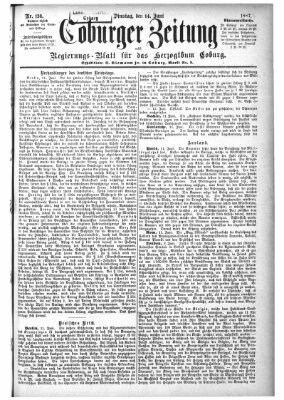 Coburger Zeitung Dienstag 14. Juni 1887