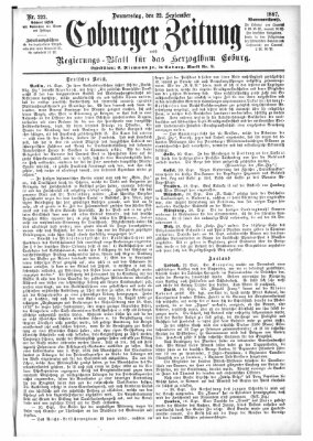 Coburger Zeitung Donnerstag 22. September 1887