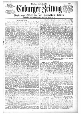 Coburger Zeitung Dienstag 4. Oktober 1887