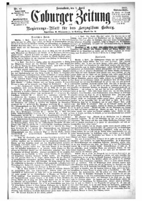 Coburger Zeitung Samstag 7. April 1888