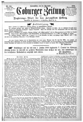 Coburger Zeitung Samstag 22. Dezember 1888