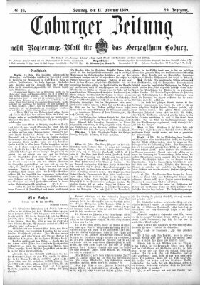 Coburger Zeitung Sonntag 17. Februar 1889