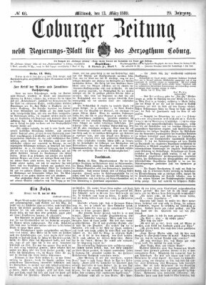 Coburger Zeitung Mittwoch 13. März 1889