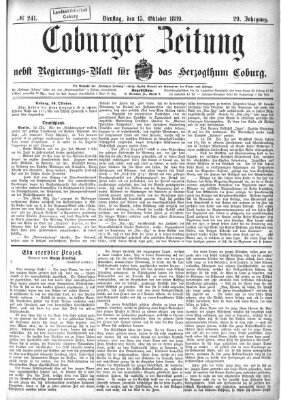 Coburger Zeitung Dienstag 15. Oktober 1889