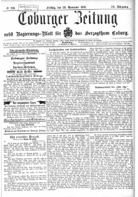 Coburger Zeitung Freitag 29. November 1889
