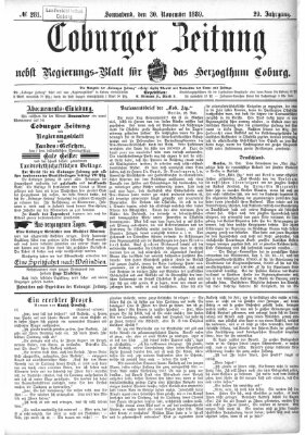 Coburger Zeitung Samstag 30. November 1889