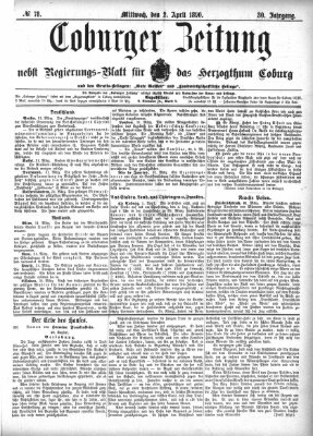 Coburger Zeitung Mittwoch 2. April 1890