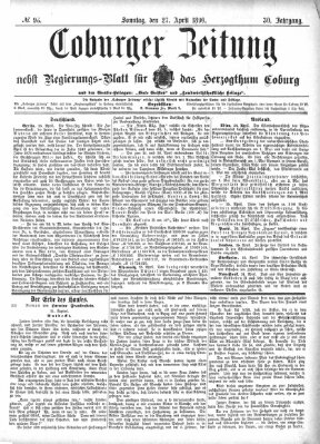 Coburger Zeitung Sonntag 27. April 1890