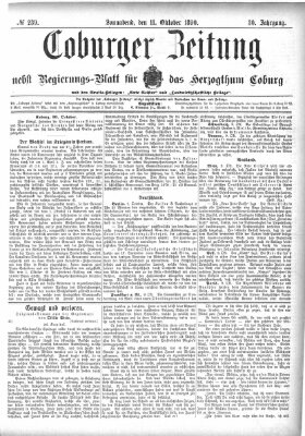 Coburger Zeitung Samstag 11. Oktober 1890