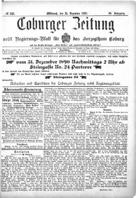 Coburger Zeitung Mittwoch 31. Dezember 1890