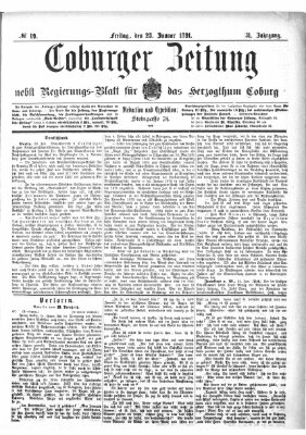 Coburger Zeitung Freitag 23. Januar 1891