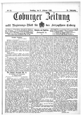 Coburger Zeitung Sonntag 8. Februar 1891