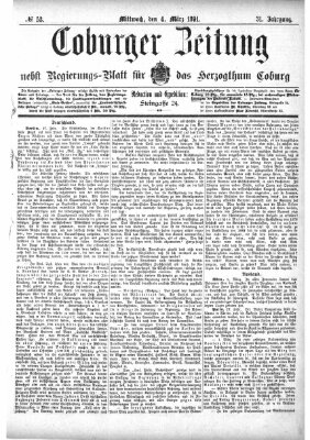 Coburger Zeitung Mittwoch 4. März 1891