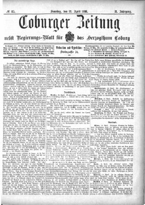 Coburger Zeitung Sonntag 12. April 1891