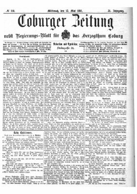Coburger Zeitung Mittwoch 13. Mai 1891