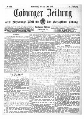 Coburger Zeitung Donnerstag 16. Juli 1891