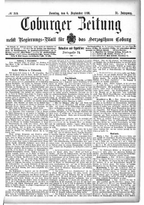 Coburger Zeitung Sonntag 6. September 1891