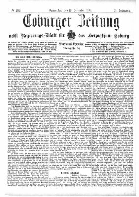 Coburger Zeitung Donnerstag 10. Dezember 1891