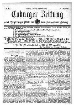Coburger Zeitung Sonntag 20. Dezember 1891
