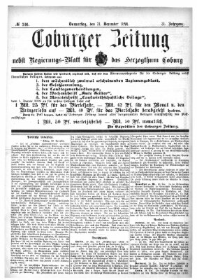 Coburger Zeitung Donnerstag 31. Dezember 1891