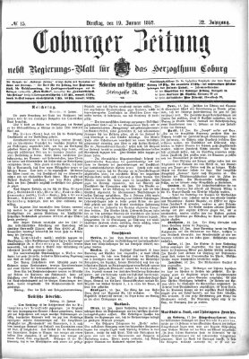 Coburger Zeitung Dienstag 19. Januar 1892