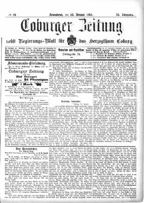 Coburger Zeitung Samstag 23. Januar 1892