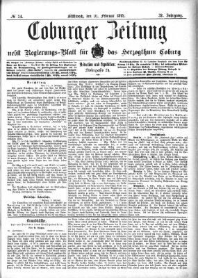 Coburger Zeitung Mittwoch 10. Februar 1892