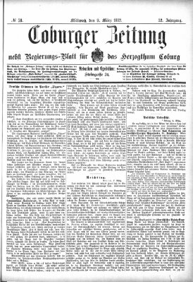 Coburger Zeitung Mittwoch 9. März 1892