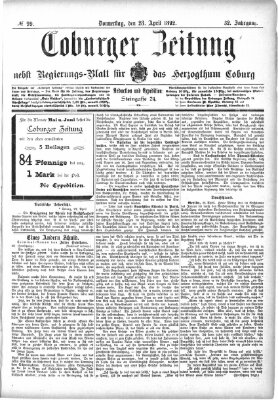 Coburger Zeitung Donnerstag 28. April 1892