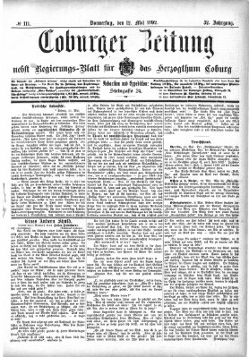Coburger Zeitung Donnerstag 12. Mai 1892