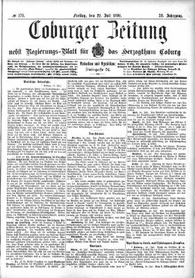 Coburger Zeitung Freitag 22. Juli 1892