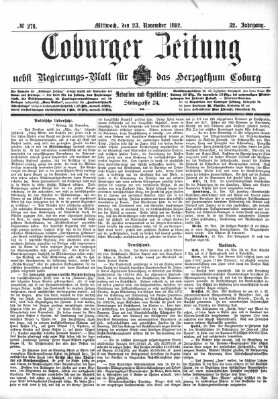 Coburger Zeitung Mittwoch 23. November 1892