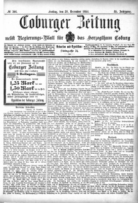 Coburger Zeitung Freitag 30. Dezember 1892