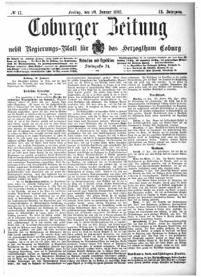 Coburger Zeitung Freitag 20. Januar 1893