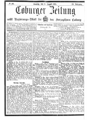 Coburger Zeitung Sonntag 27. August 1893