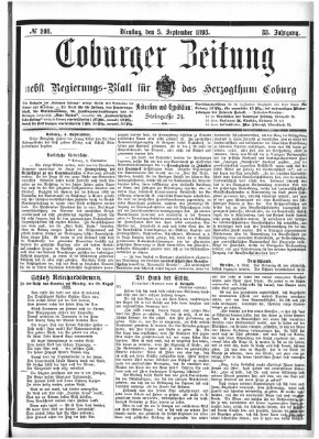Coburger Zeitung Dienstag 5. September 1893