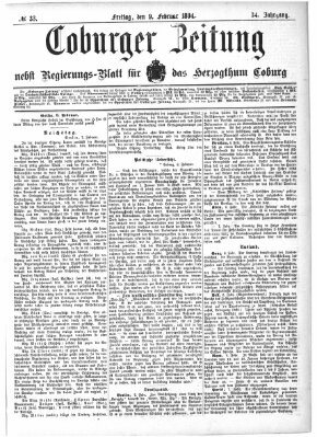 Coburger Zeitung Freitag 9. Februar 1894