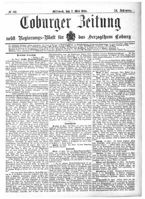 Coburger Zeitung Mittwoch 2. Mai 1894