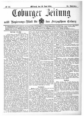 Coburger Zeitung Mittwoch 20. Juni 1894