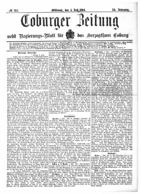 Coburger Zeitung Mittwoch 4. Juli 1894