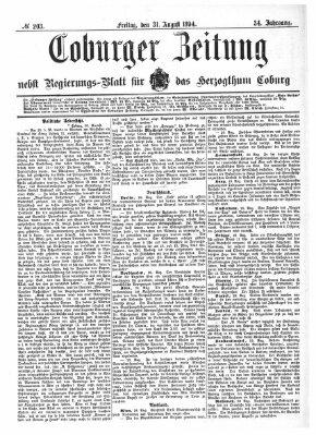 Coburger Zeitung Freitag 31. August 1894