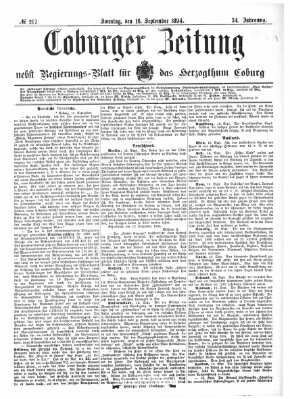 Coburger Zeitung Sonntag 16. September 1894