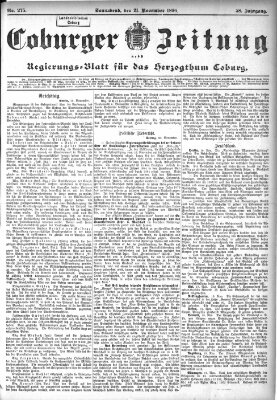 Coburger Zeitung Samstag 21. November 1896