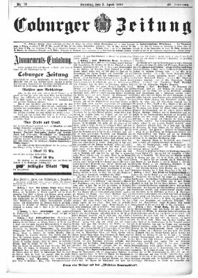 Coburger Zeitung Sonntag 3. April 1898
