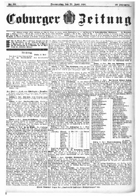 Coburger Zeitung Donnerstag 28. April 1898