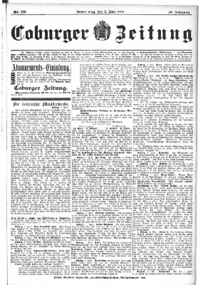 Coburger Zeitung Donnerstag 2. Juni 1898