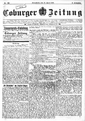 Coburger Zeitung Samstag 29. April 1899